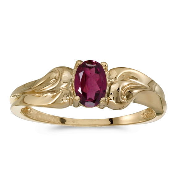 10k Yellow Gold Oval Rhodolite Garnet And Diamond Ring