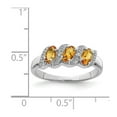 thumbnail image 2 of 925 Sterling Silver Polished Rhodium Citrine and Diamond Ring Size 6 2mm Wide Ring for Women, 2 of 2