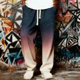 thumbnail image 2 of Mens Straight Leg Sweatpants Elastic Waist Drawstring Print Waffle Trousers Stylish Casual Loose Pants With Pockets (3XL, Multicolor), 2 of 5