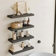 thumbnail image 5 of 15.8in Floating Shelves, Rustic Wood Finish Wall Shelves Set of 4, Shelves for Wall Decor, with Invisible Brackets for Bathroom, Living Room,Bedroom and Kitchen(Gray), 5 of 8
