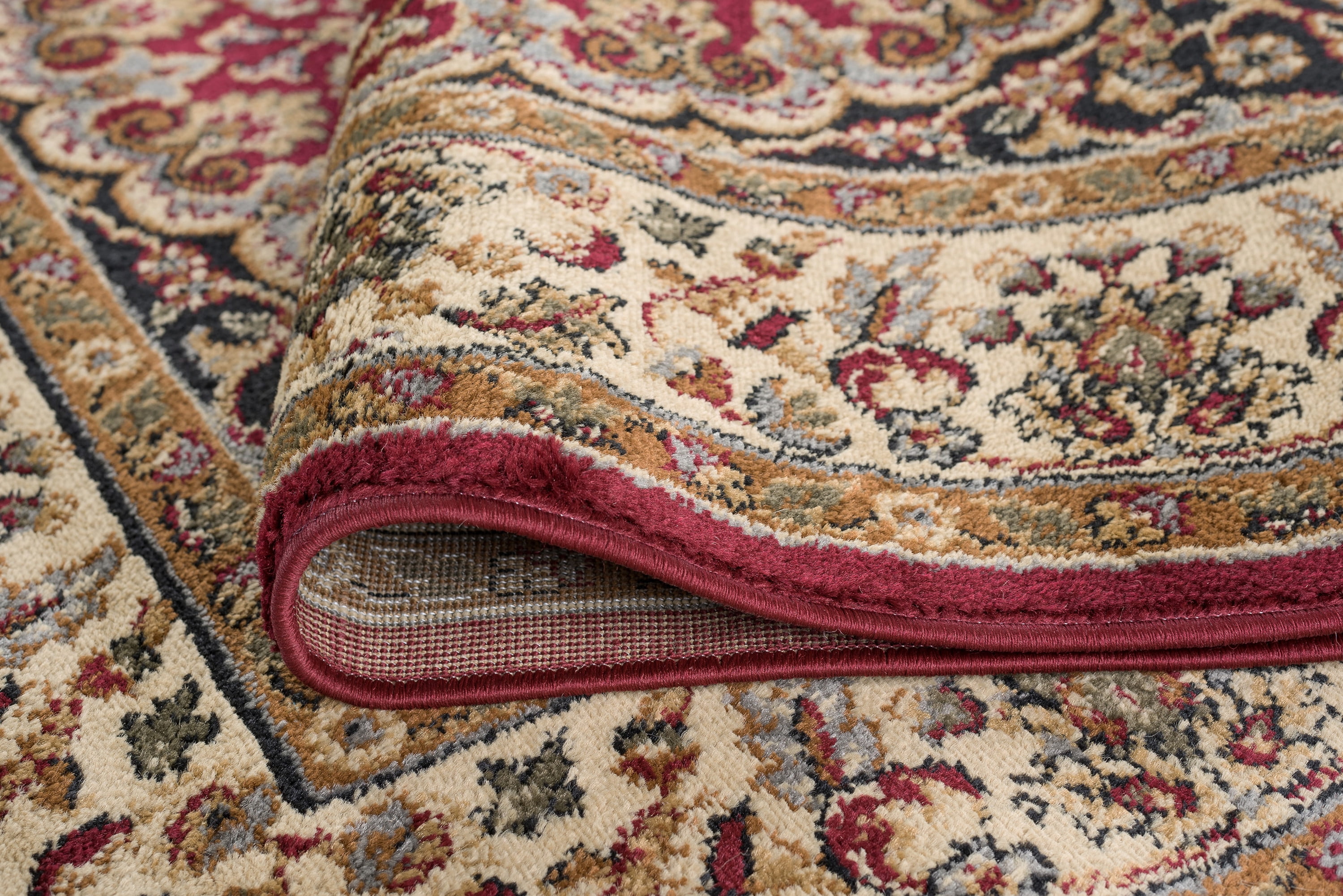 Transitional Area Rug (6'7'' x 9'6'' Oval) Oriental Red, Beige Living Room Easy to Clean