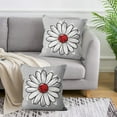thumbnail image 2 of Wine Red Daisy Pillow Covers 16x16 Set of 2, Red and Gray Outdoor Throw Pillow Covers Spring Summer Floral Pillowcase Accent Home Decorations Cushion Case for Living Room Bedroom, 2 of 6