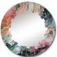 thumbnail image 2 of Designart "Marbled Whimsy in Teal and Pink II" Abstract Round Wall Mirror - Modern Oval Printed Decorative Oversized Mirror - Multiple Color Options, 2 of 4