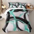 thumbnail image 2 of Homewish Spiral Lines Quilt King,Modern Aesthetic King Coverlet Set,Green Black,3 Pieces, 2 of 7