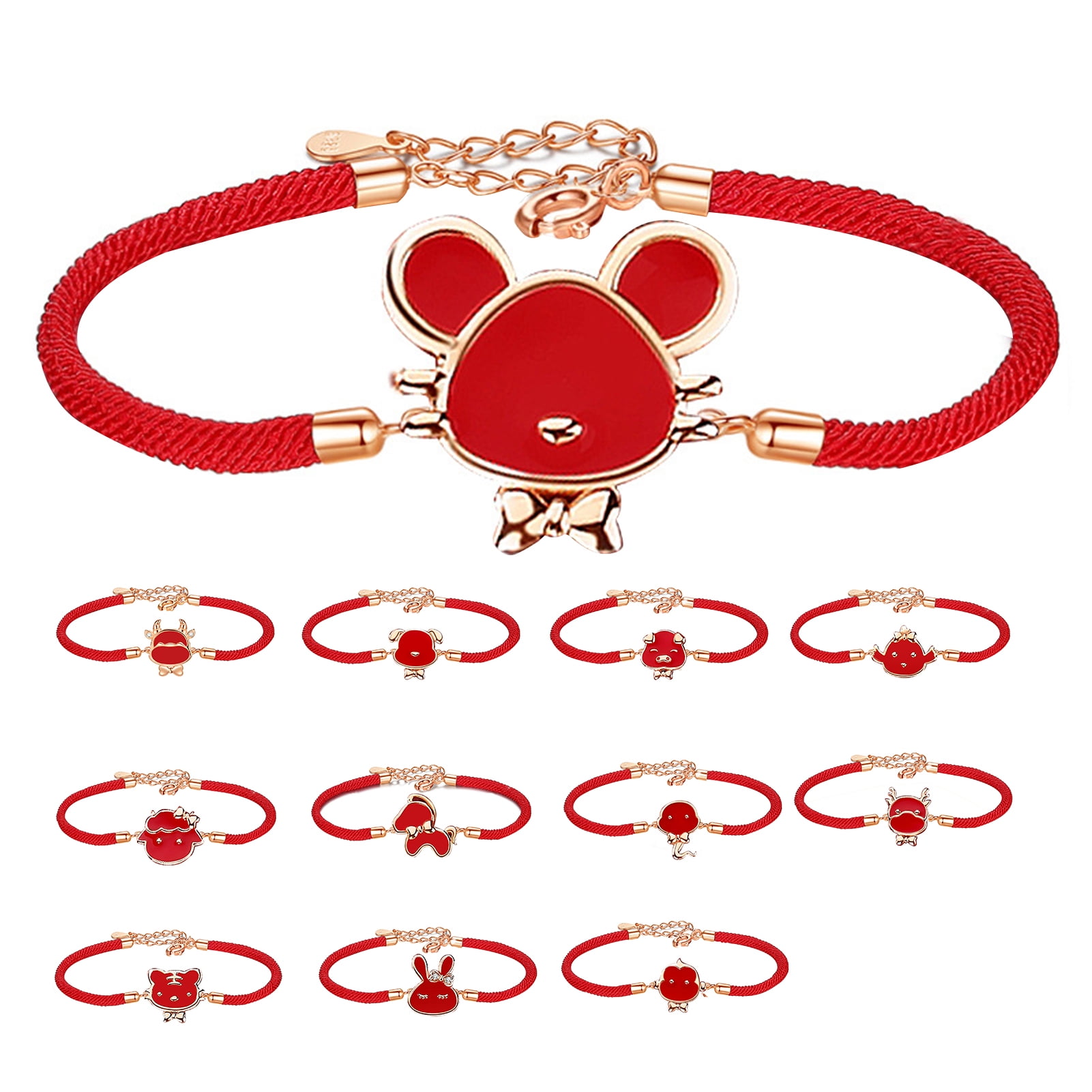 Chinese red rope zodiac gifts Lucky child bracelet Handmade 