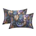 thumbnail image 2 of Haosy Satin Pillowcase for Hair and Skin Standard Cooling Silk Pillow Case with Envelope Closure Beautiful Little Mermaid with Flower 20"x30", 2 of 9