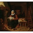 thumbnail image 2 of Quirijn Van Brekelenkam 13x12 Gold Ornate Wood Frame and Double Matted Museum Art Print Titled - Old Woman Reading the Bible (1663), 2 of 4