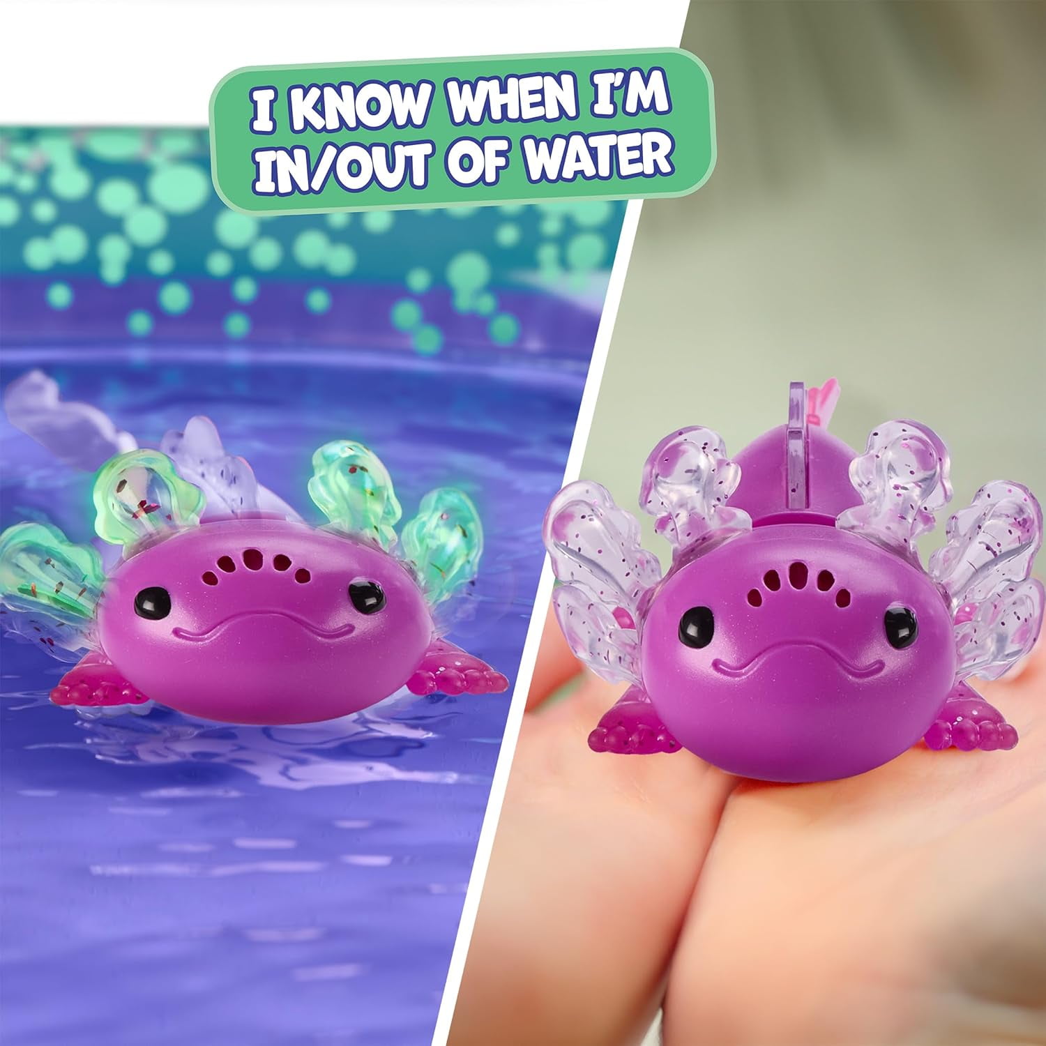 Fingerlings Interactive Baby Axolotl, Ziggy (Magenta), Swims
