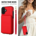 thumbnail image 5 of ELEHOLD Crossbody Case for iPhone 17, RFID Leather Flip Wallet Case with Card Holder and Kickstand,Red, 5 of 7