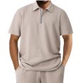 thumbnail image 2 of pstuiky camisetas de hombre, Camiseta informal de verano para hombre, de color liso, con mangas cortas, cremallera y solapa ropa de hombre l, 2 of 7