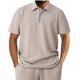 thumbnail image 2 of pstuiky camisetas de hombre, Camiseta informal de verano para hombre, de color liso, con mangas cortas, cremallera y solapa ropa de hombre l, 2 of 7