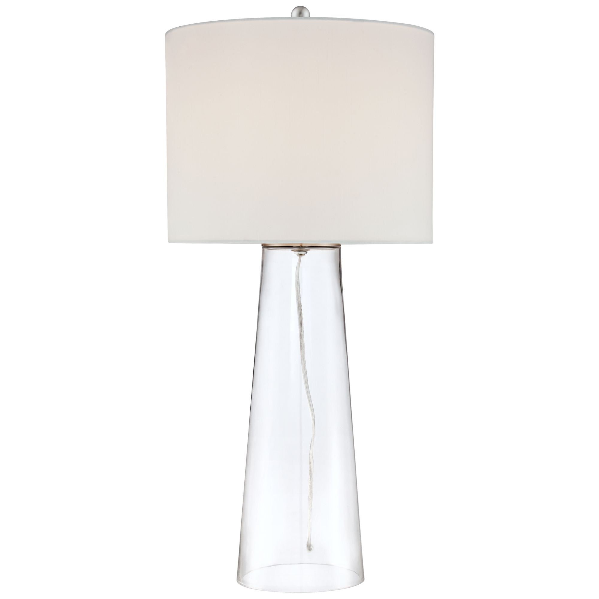 360 Lighting Marcus 30" Tall Tapered Column Large Modern Coastal End Table Lamp Clear Glass Single White Shade Living Room Bedroom