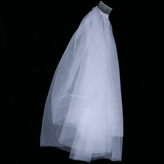CATIEBYE White Short Bridal Veil with Double Layer, Elegant Hazy Design for Wedding and Special Occasions
