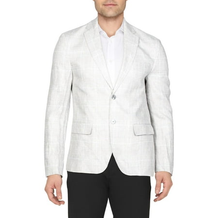 Lauren Ralph Lauren Mens Lassiter Linen Plaid Sportcoat Gray 42L