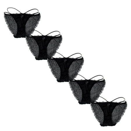 

Efsteb Lace Underwear for Women Sexy Comfy Panties Low Waist Briefs Lingerie Breathable Underwear Ropa Interior Mujer G Thong Black