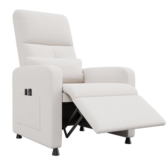 Electric Recliner Chair with Adjustable Backrest & Footrest, 3-Position Recline for Reading, TV Watching & Napping, USB Charging Ports, Fabric Recliner for Living Room or Bedroom, White