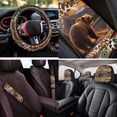 thumbnail image 4 of Binienty Aztec Brown Bear Automotive Seat Covers with 15 Inch Steering Wheel Cover Elastic Center Console Cushion Anti-Slip Seat Belt Pads 14 Piece Car Interior Decor Set, 4 of 7