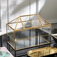 thumbnail image 1 of EASTIN A Large Golden/Black Glass Container for Plants  Featuring a Glass Greenhouse with Weatherproof And Fireproof Design  Suitable for Greenery And Bonsai  Shaped Like a House for Desk, 1 of 5