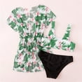 thumbnail image 3 of GYRATEDREAM Girl's 3 Piece Print High Waisted Bikini Swimsuit with Kimono Cover Up Bathing Suit Outfits Quick Dry Swimwear, 3 of 6