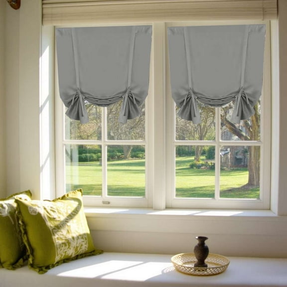 Turquoize Blackout Tie Up Shades Kitchen Curtains Thermal Insulated for Bedroom, Rod Pocket 2 Panels(42" x 63",Dove Gray)