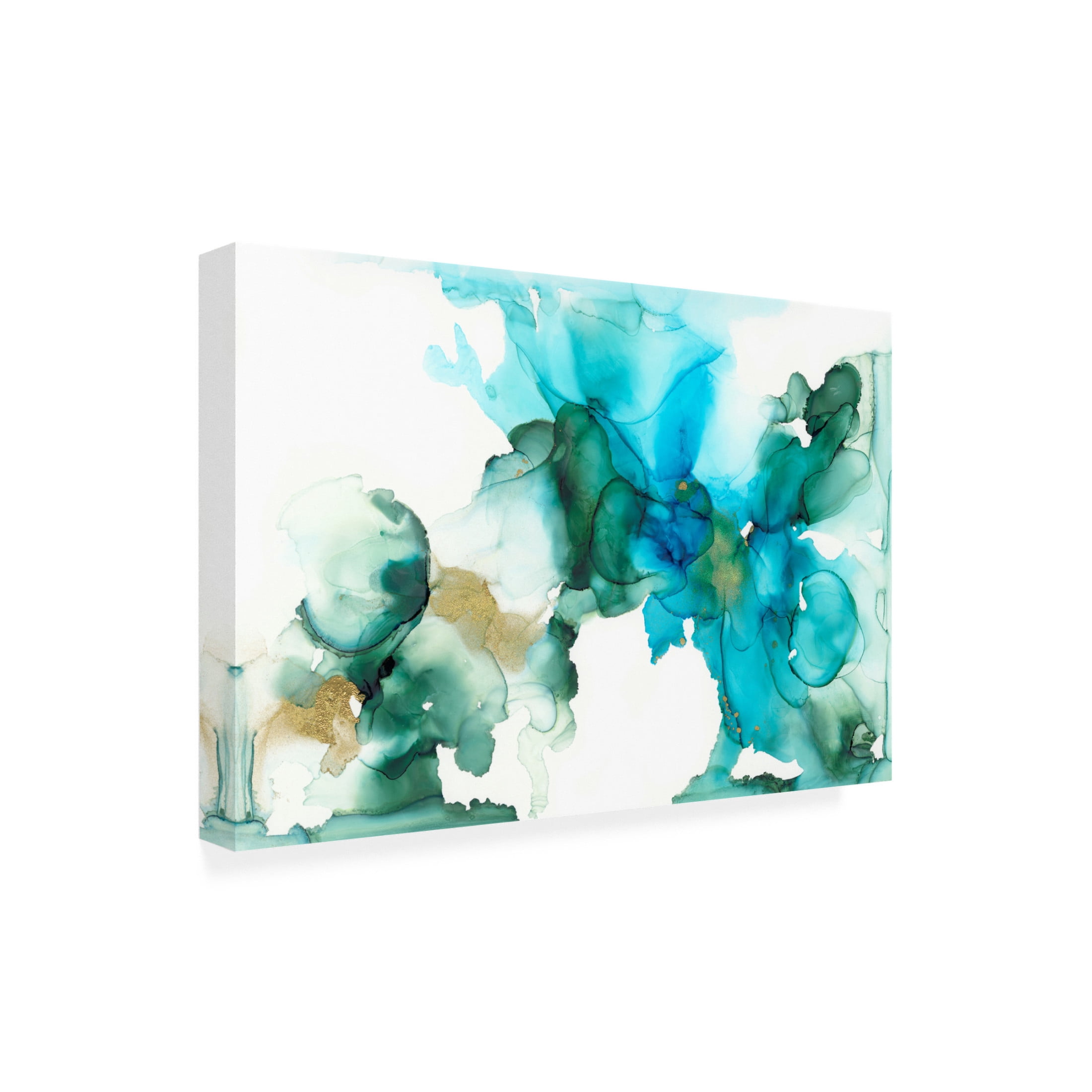 Canvas Wall Art - Jennifer Goldberger 'Aqua Bloom II' Wall Art for Living Room, Bedroom, or Office Décor by Trademark Fine Art - 47 x 30 Inches