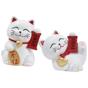 Qnmwood Japanese Maneki Neko Lucky Cat Figurines for Home/Office/Car Decor