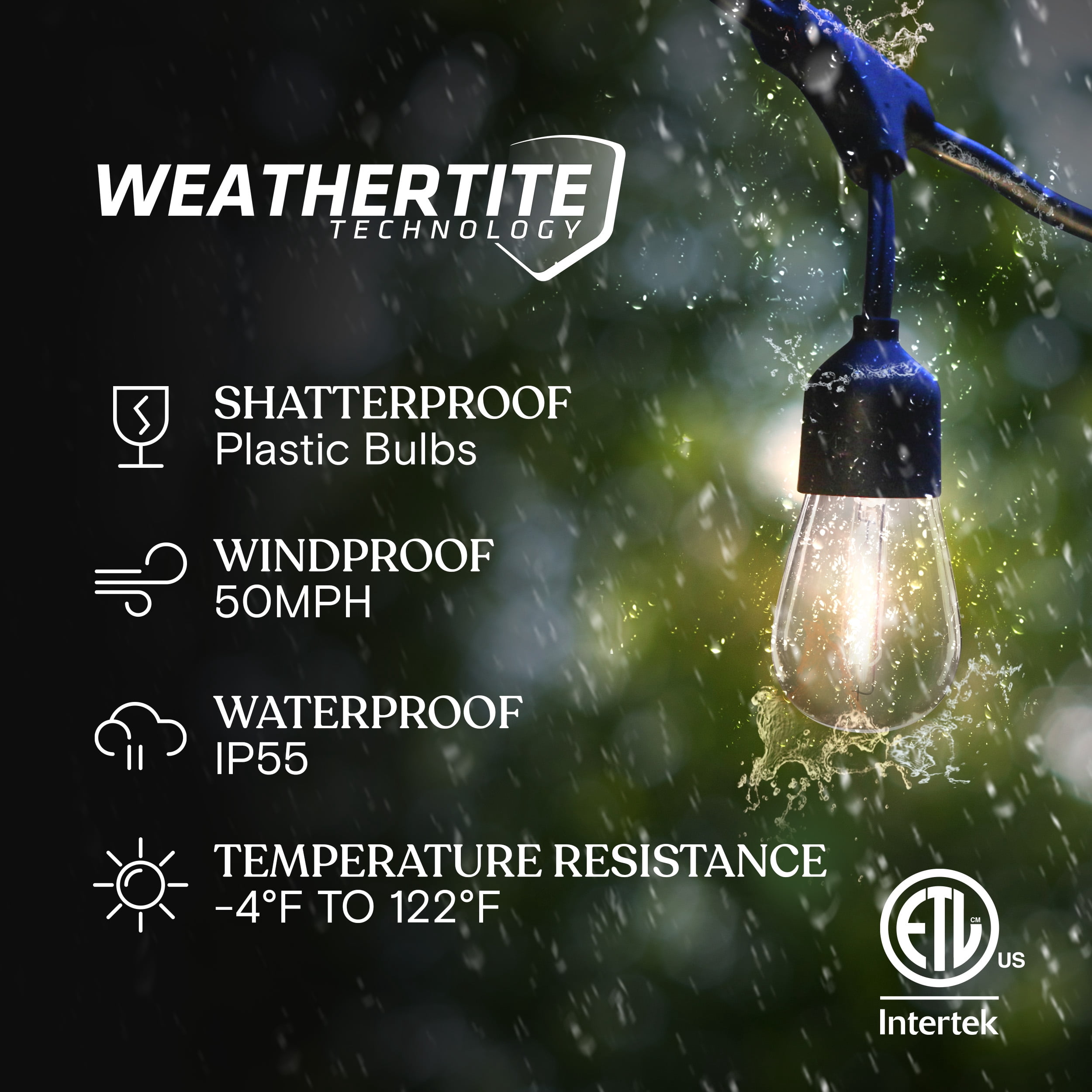 Brightech Ambience Pro Solar Powered Outdoor String Lights - Commercial Grade 27 Ft Waterproof Patio Lights With 12 Edison Bulbs, Shatterproof LED String Lights for Patio - 1W, Warm White