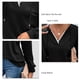 thumbnail image 5 of Sudadera con capucha de cuello en V negra con detalle de encaje, manga larga, color sólido, cómoda para uso diario, talla XL, 5 of 6