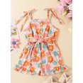 thumbnail image 4 of Suagox Little Girl Floral Jumpsuit Casual Ruffled Trim Tie-Up Spaghetti Straps Overalls with Belt Toddler Summer Romper for 12-24 Months and 2-5 Years Old Baby, 4 of 10