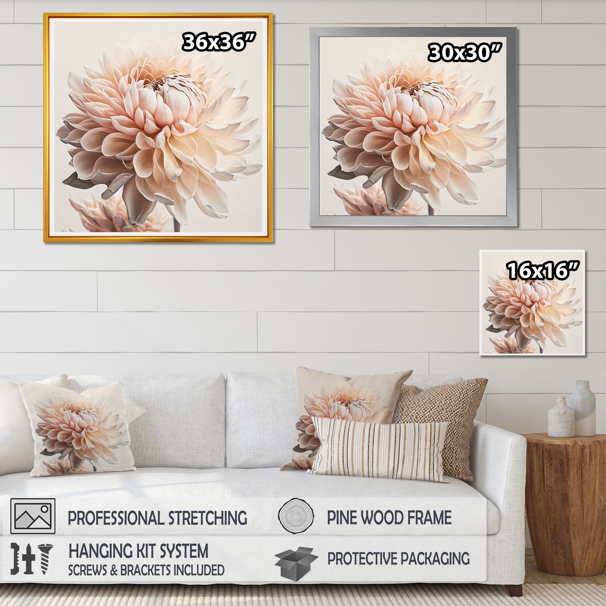 Designart White Dahlia Flowers I Canvas Wall Art