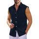 thumbnail image 2 of Men's Summer Hawaiian Solid Color Sleeveless Button-Down Shirt 6XL, 2 of 4