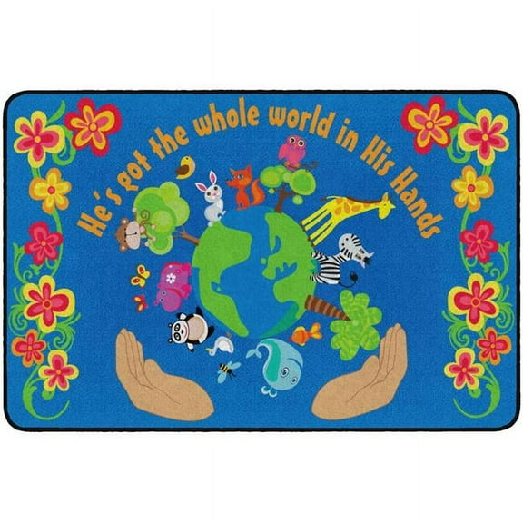 Flagship Carpets FE289-22A 4 x 6 ft. He is Got the Whole World in His Hands Rug - Rectangle