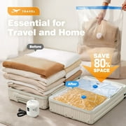 Livhil 10 Combo Vacuum Storage Bags with Electric Pump, Reusable Travel Vacuum Storage Bags for Clothes Compression, Space Saver Travel Essentials (Clear)