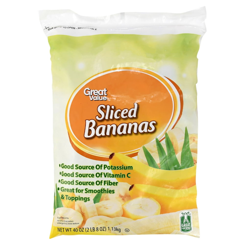 Great Value Frozen Sliced Bananas, 40oz Resealable Bag