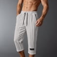 thumbnail image 7 of TKKCS Mens Casual Textured Capri Pants- Summer Elastic Waist Drawstring&nbsp;Loose Fit Capris With Pockets Gray Size XL, 7 of 7