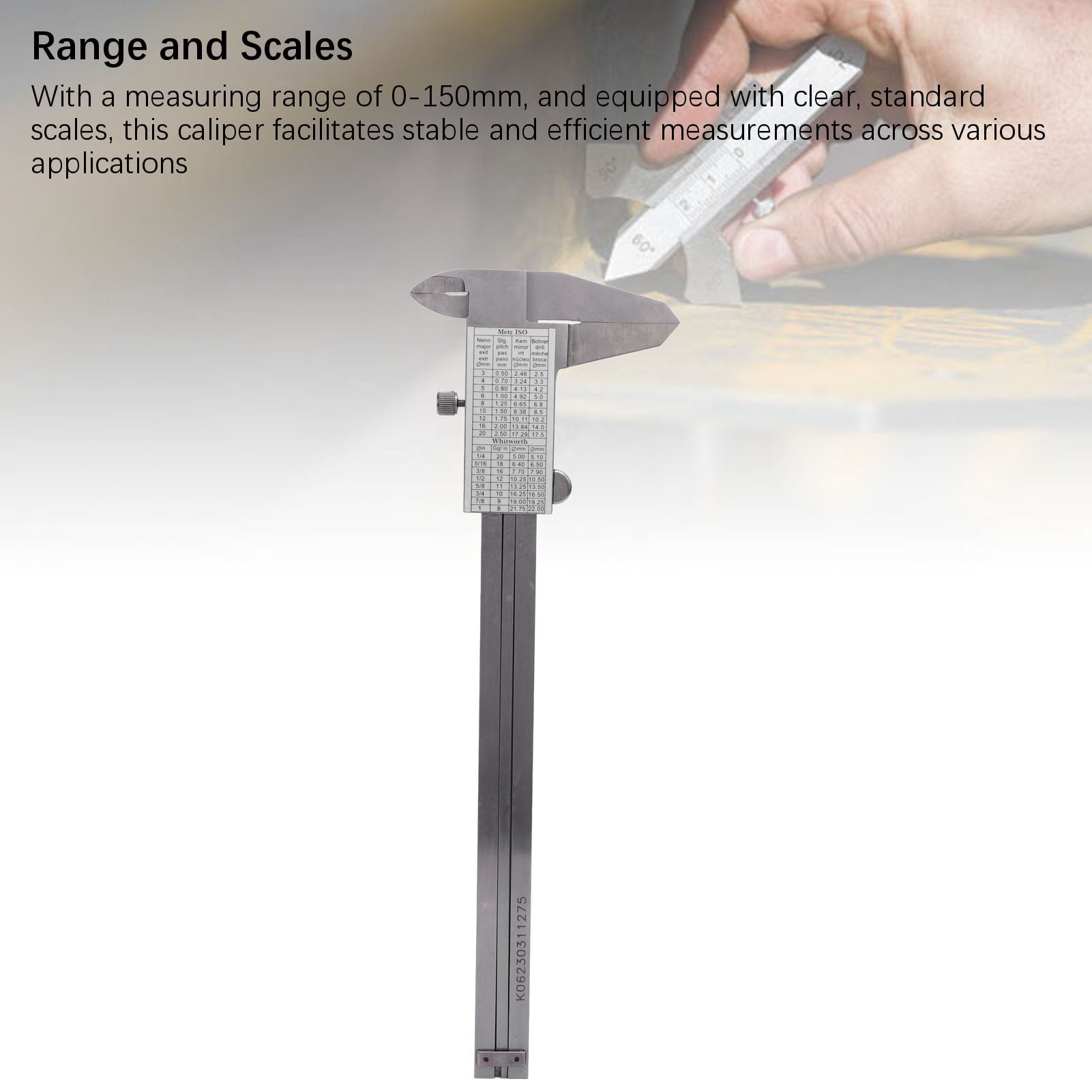 Suodoka High Accuracy Stainless Steel Vernier Caliper Thin Blade Measuring Tool for Outer Diameter Narrow Groove Measurement 0-150mm / 0-6 inches Range Professional Metal Calipers