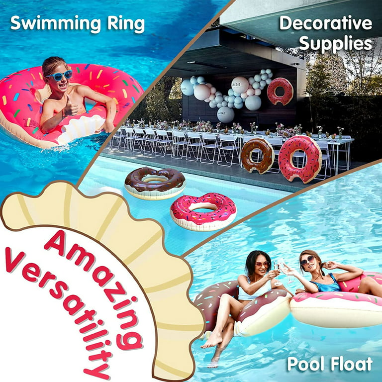 Inflatable Pool Floats, Pool Floats Adult, Light Up Led Pool Floaties Kids  Pool Tube With Led Swim Rings With Handles For Adult Kids