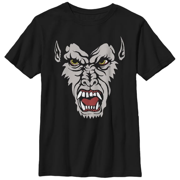 Boy's Lost Gods Halloween Werewolf Face Graphic Tee Black Small