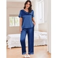 thumbnail image 4 of Ekouaer Women's Stain Pajama Set 2 Piece Silk Loungewear Nightwear Short Sleeve Pjs daily Pajamas for Women, 4 of 6