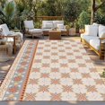 thumbnail image 2 of Orange Floral Outdoor Rug for Patio/Deck/Porch, Non-Slip Large Area Rug 4 x 6 Ft, Country Boho Ethnic Art Flowers Motifs Indoor Outdoor Rugs Washable Area Rugs, Reversible Camping Rug Carpet Runner, 2 of 8