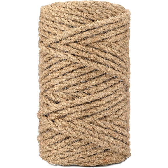 6MM Jute Rope,164Feet Strong and Heavy Duty Jute Twine, Brown Decoration Hemp Twine String for Artworks, Gardening, Bundling, Camping, Decorating, and DIY Crafting (50M/164Ft * 6MM)