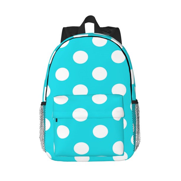 Easygdp Aqua And White Polka Dot Mochila Ligera de 15 Pulgadas para Estudiantes, Mochila Cómoda para la Escuela y Viajes, Correas Ajustables