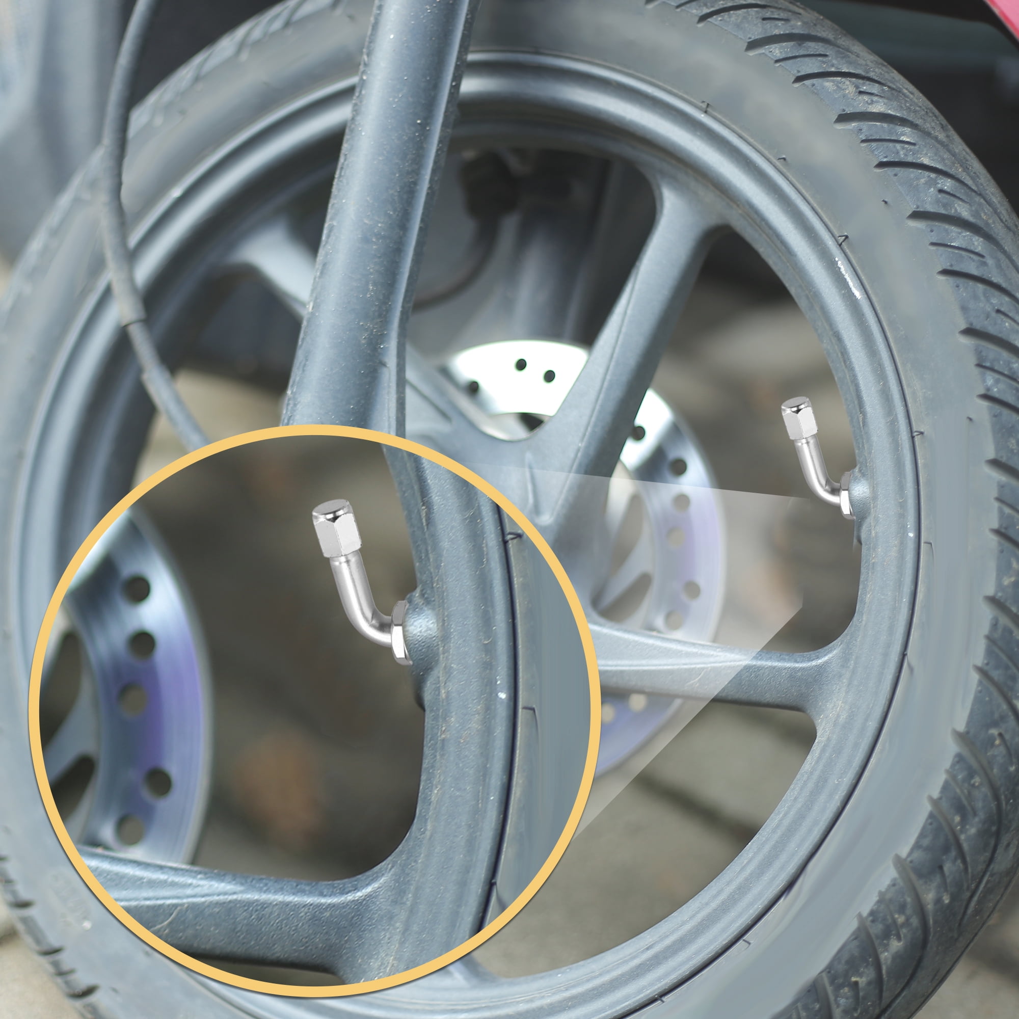 Unique Bargains 4pcs Metal 90 Degree Valve Stem Extension for Car Motorcycle Silver Tone