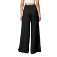 thumbnail image 3 of PLHWHYQ Linen Wide Leg Pants for Women Flowy Palazzo Drawstring Elastic Waist Trousers with Pockets Summer Beach Vacation Clothes Black XXXL, 3 of 6