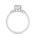 thumbnail image 3 of Cushion Shaped Diamond Side Stone Engagement Ring with Moissanite in Sterling Silver/ White Gold Plated Trilogy Promise Wedding Band Ring April Birthstone Jewelry, Ring Size 6, 3 of 8