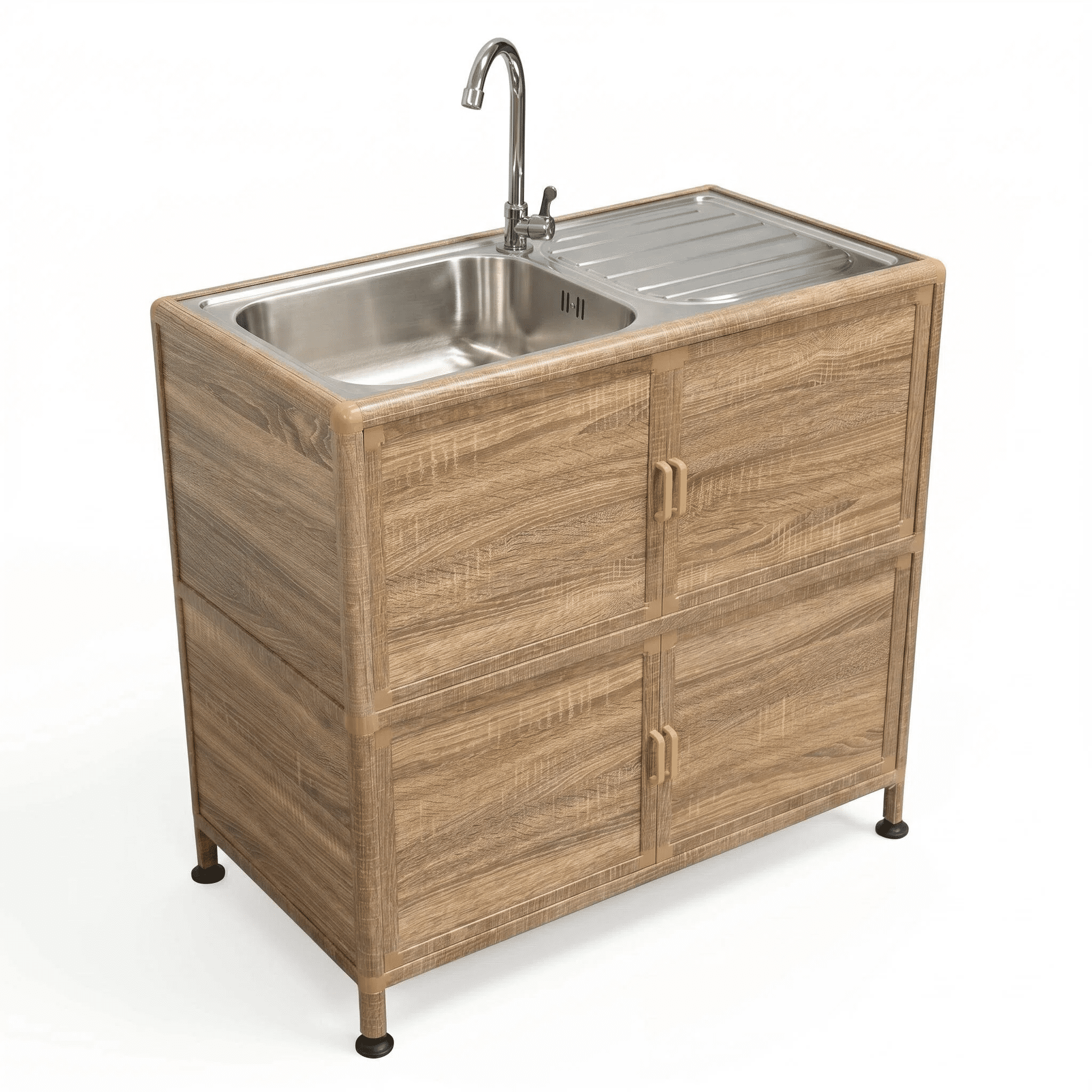 Utility Sink with Cabinet, Freestanding Utility Sink, Laundry Room Sink Cabinet, Outdoor Sink Station, Stainless Steel Utility Sink (32.68" D x 16.93" W x 33.27" H)
