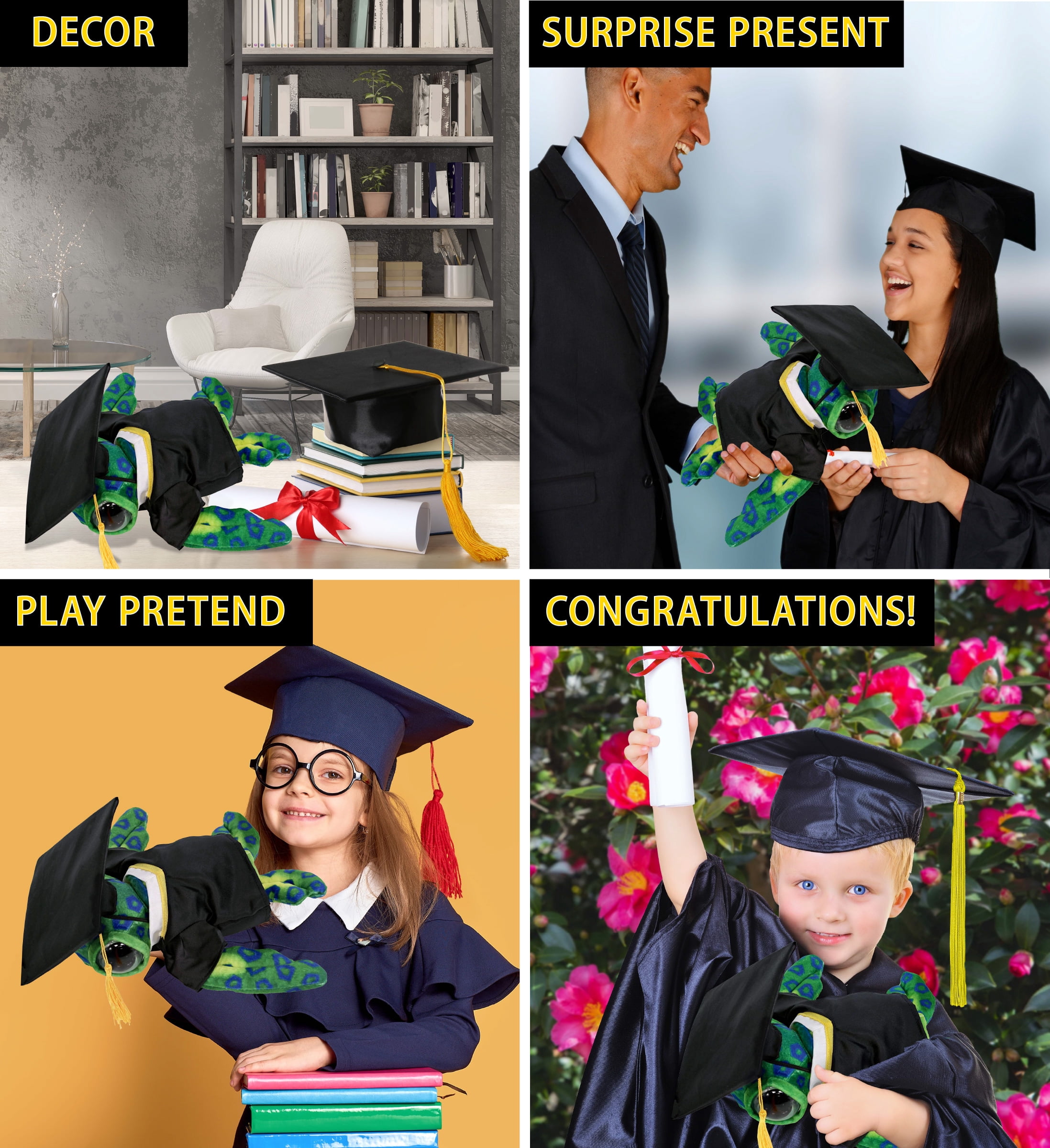 DolliBu Green Sea Turtle Graduation Plush Toy - Super Soft Turtle Plush Graduation Stuffed Animal Dress Up with Graduation Gown and Cap with Tassel Outfit - Congratulatory Graduation Gift - 10 Inches