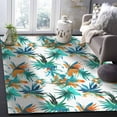 thumbnail image 4 of Area Rugs Indoor Non-Slip Rectangle Rug 5x7 Ft Brown Blue Palm Leaf Tropical Plant Minimalist Style Summer Rug Rubber Backing Floor Mats Non Shedding Home Decor Carpet for Entryway Living Room, 4 of 8