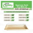 thumbnail image 2 of EcoQuality Small Compostable Sushi Trays with Lids - Natural Sugarcane Bagasse Take Out Sushi Container - Biodegradable Disposable Sushi Plate with Lid Eco Friendly To go Serving Tray (400 PACK), 2 of 8