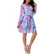thumbnail image 4 of Vestido Floral de Cuello en V de Mujer INSPIRE CHIC con Manga Larga, Cintura Alta, Volantes, Estilo Skater, Mini Vestido de Chiffon, 4 of 6